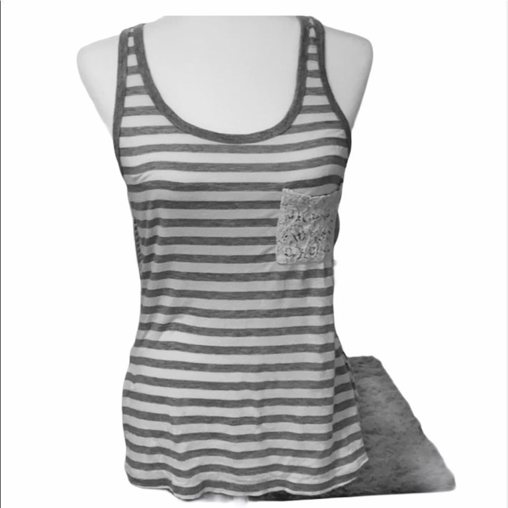 KEDS gray & white stripe tank top
